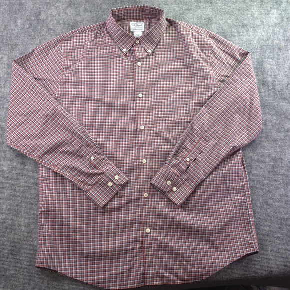L.L. Bean Other - LL Bean Shirt Large Red Check Long Sleeve Button Down Cotton Pocket
